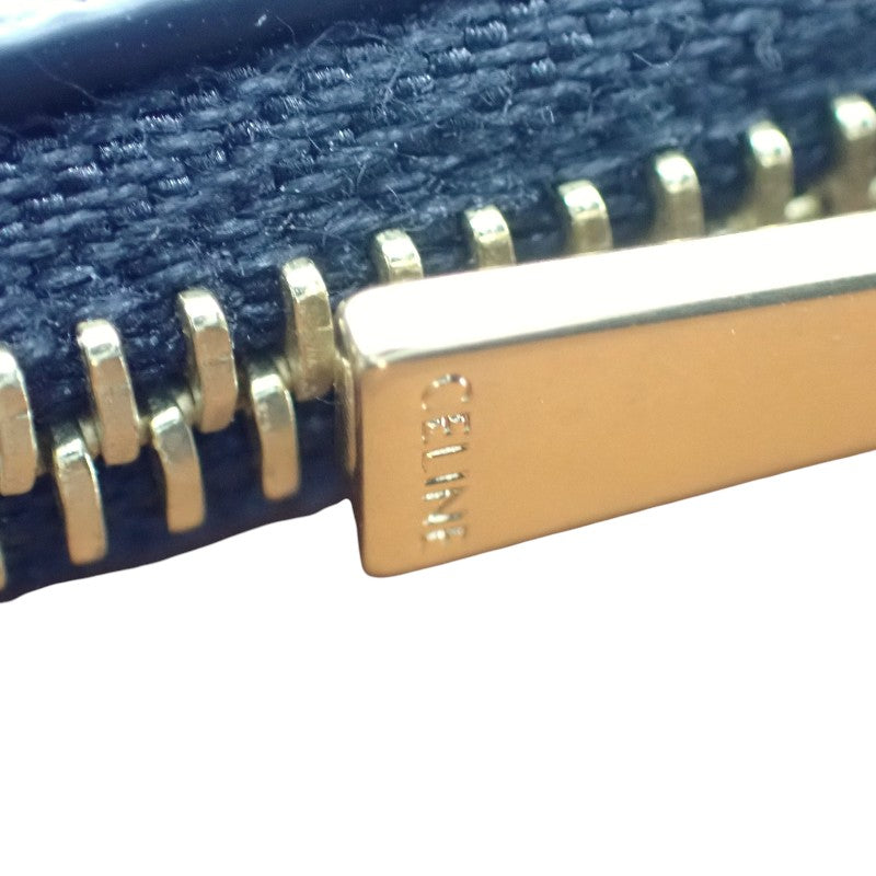 セリーヌ CELINE トリオンフフラップ付き ロングカードホルダー 10P072CQH.04LU コインケース カーフ トリオンフキャンバス タン ゴールド金具 レディース【中古】【Aランク】