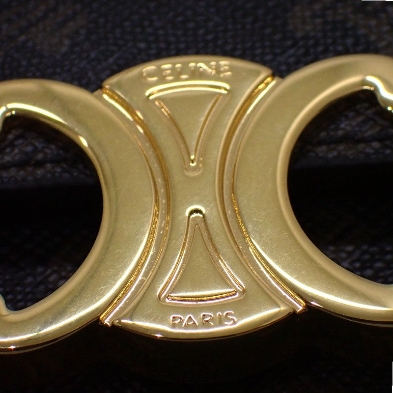 セリーヌ CELINE トリオンフフラップ付き ロングカードホルダー 10P072CQH.04LU コインケース カーフ トリオンフキャンバス タン ゴールド金具 レディース【中古】【Aランク】