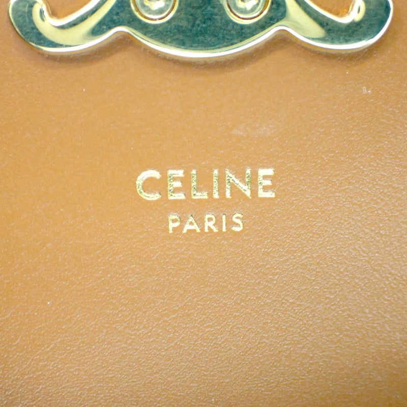 セリーヌ CELINE トリオンフフラップ付き ロングカードホルダー 10P072CQH.04LU コインケース カーフ トリオンフキャンバス タン ゴールド金具 レディース【中古】【Aランク】
