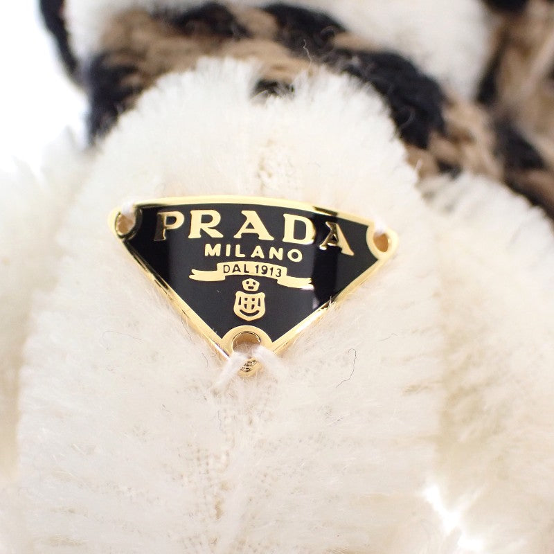 プラダ PRADA Teddy キーチェーンチャーム 1TO062_2HK1_F040X キーホルダー コットン モヘア ホワイト キャメル ブラック ゴールド金具 レディース【中古】【Aランク】