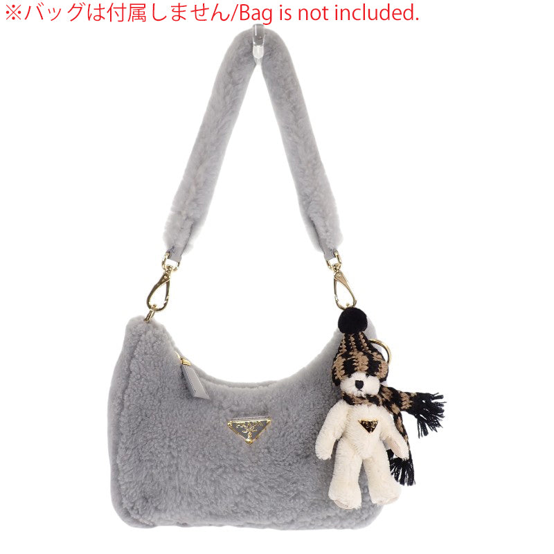 プラダ PRADA Teddy キーチェーンチャーム 1TO062_2HK1_F040X キーホルダー コットン モヘア ホワイト キャメル ブラック ゴールド金具 レディース【中古】【Aランク】