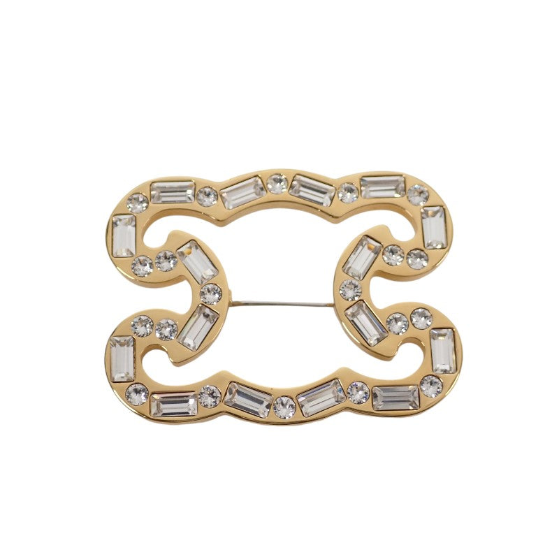 セリーヌ CELINE フレームスパークル 461FQ6SBS.35OR ブローチ クリスタル メタル ゴールド レディース【中古】【Aランク】