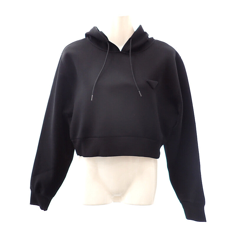 プラダ PRADA クロップド フーディ S 134710 S000 10GS パーカー コットン ナイロン ブラック レディース【中古】【Aランク】