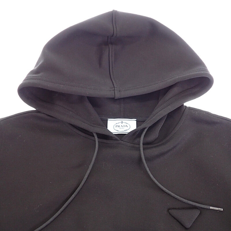 PRADA Cropped Hoodie S 134710 S000 10GS Cotton Nylon Black Women's【Used】【A Rank】