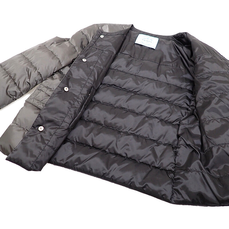 プラダ PRADA ノーカラー 38 29B831_R152_1DAB ダウンジャケット ナイロン グレー レディース【中古】【ABランク】