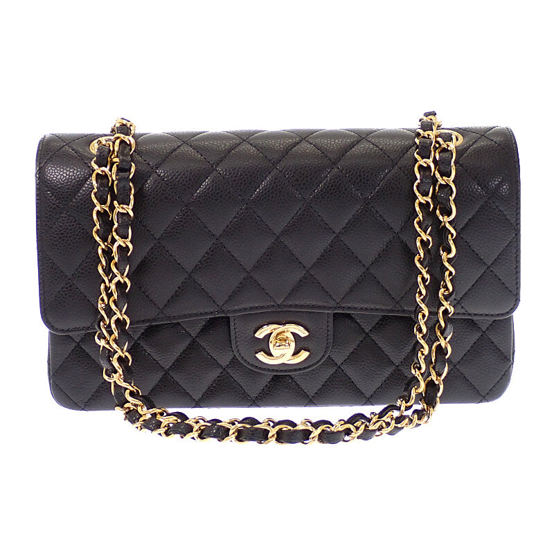 シャネル CHANEL 11.12 クラシック A01112_Y01864_C3906 ショルダーバッグ キャビアスキン ブラック ゴールド金具 レディース【中古】【SAランク】