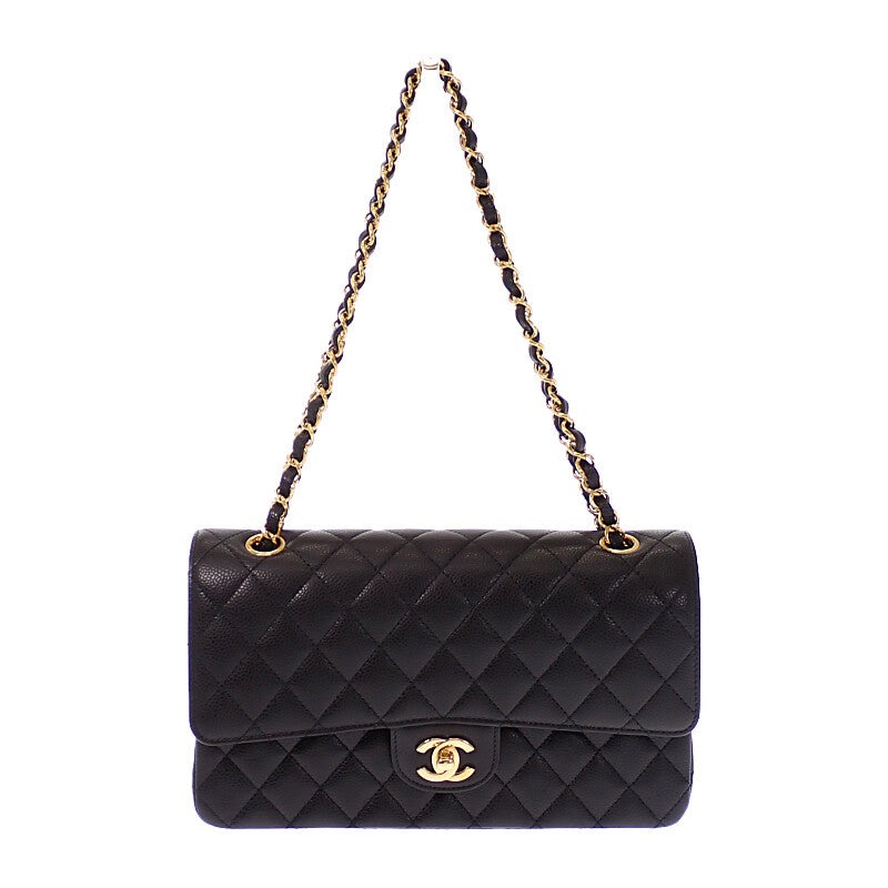 香奈兒 CHANEL 11.12 經典款 A01112_Y01864_C3906 魚子醬皮革黑色金釦肩背包 女款【中古】【SA級】
