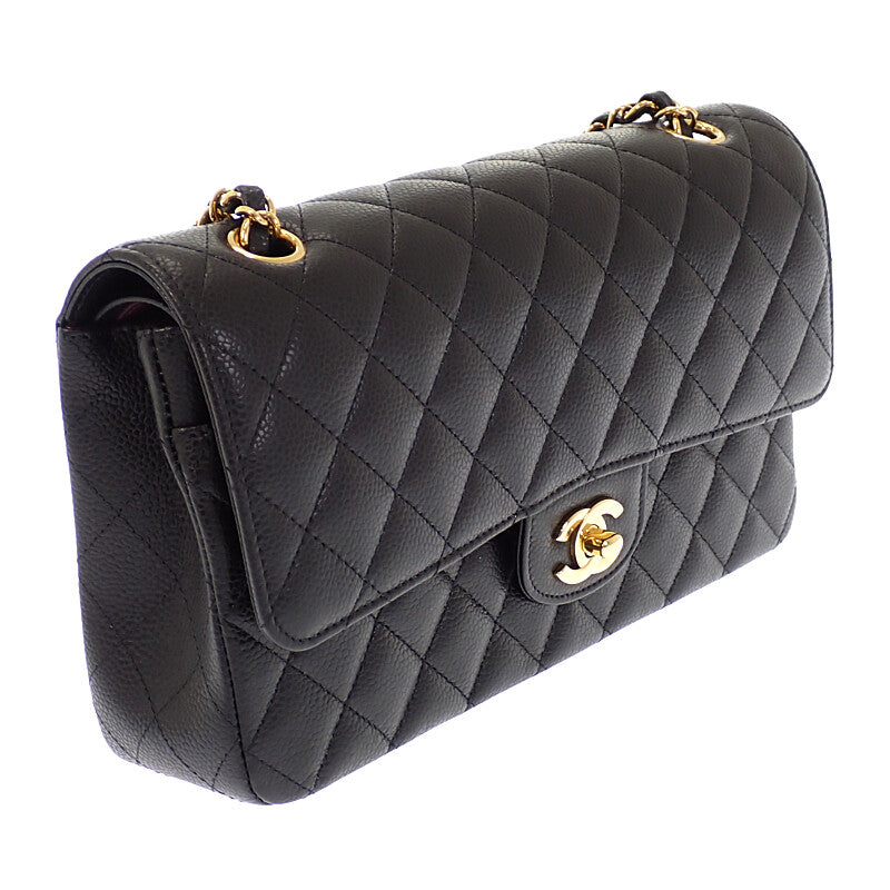 シャネル CHANEL 11.12 クラシック A01112_Y01864_C3906 ショルダーバッグ キャビアスキン ブラック ゴールド金具 レディース【中古】【SAランク】