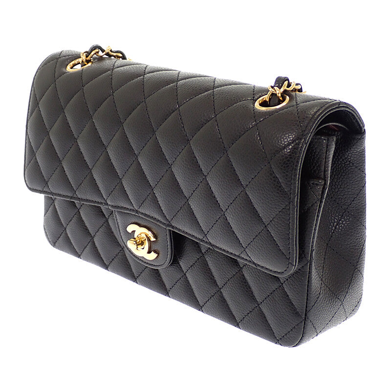 シャネル CHANEL 11.12 クラシック A01112_Y01864_C3906 ショルダーバッグ キャビアスキン ブラック ゴールド金具 レディース【中古】【SAランク】