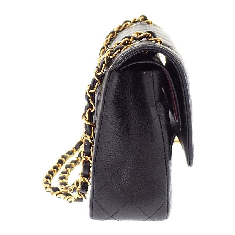 シャネル CHANEL 11.12 クラシック A01112_Y01864_C3906 ショルダーバッグ キャビアスキン ブラック ゴールド金具 レディース【中古】【SAランク】