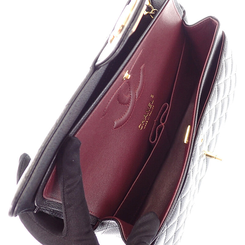 シャネル CHANEL 11.12 クラシック A01112_Y01864_C3906 ショルダーバッグ キャビアスキン ブラック ゴールド金具 レディース【中古】【SAランク】
