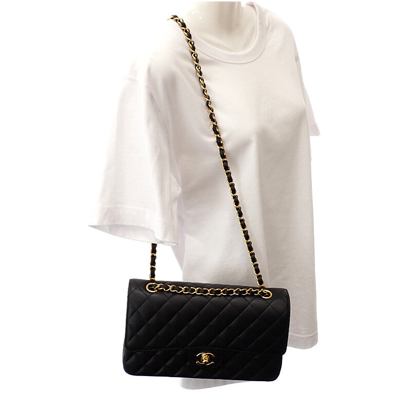 シャネル CHANEL 11.12 クラシック A01112_Y01864_C3906 ショルダーバッグ キャビアスキン ブラック ゴールド金具 レディース【中古】【SAランク】