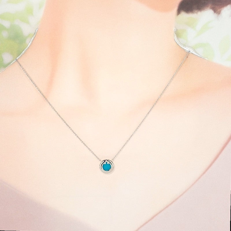 蒂芙尼 TIFFANY&Co. 圓形墜飾 67467701 項鍊 18K白金 綠松石 女士【二手】【A級】