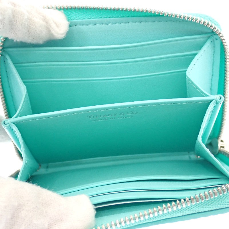蒂芙尼 TIFFANY&Co. Return to Tiffany 小型拉鏈錢包 72020022 零錢包 皮革 藍色 銀色五金 女士【中古】【A級】