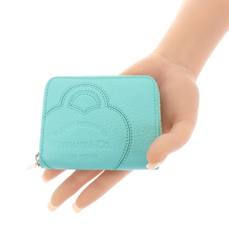 蒂芙尼 TIFFANY&Co. Return to Tiffany 小型拉鏈錢包 72020022 零錢包 皮革 藍色 銀色五金 女士【中古】【A級】