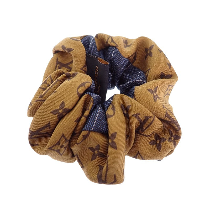 ルイヴィトン LOUIS VUITTON シュシュ ビーマインドフル M77011 ヘアアクセサリー シルク ブラウン ブルー レディース【中古】【Aランク】