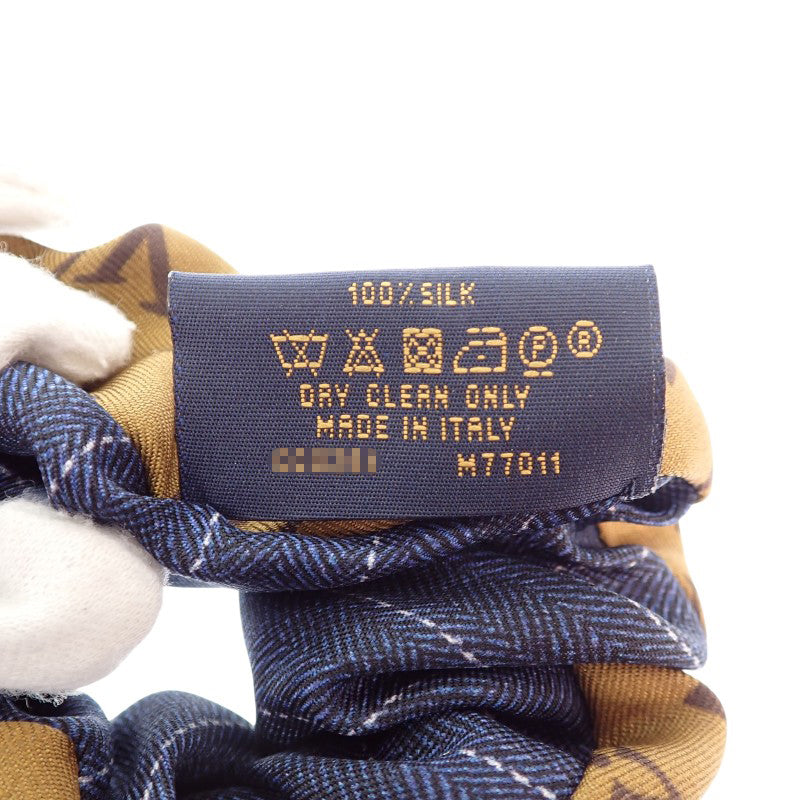 ルイヴィトン LOUIS VUITTON シュシュ ビーマインドフル M77011 ヘアアクセサリー シルク ブラウン ブルー レディース【中古】【Aランク】