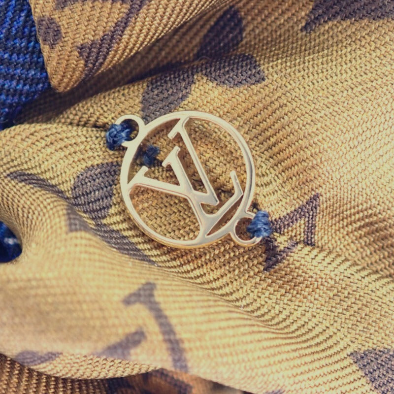 ルイヴィトン LOUIS VUITTON シュシュ ビーマインドフル M77011 ヘアアクセサリー シルク ブラウン ブルー レディース【中古】【Aランク】