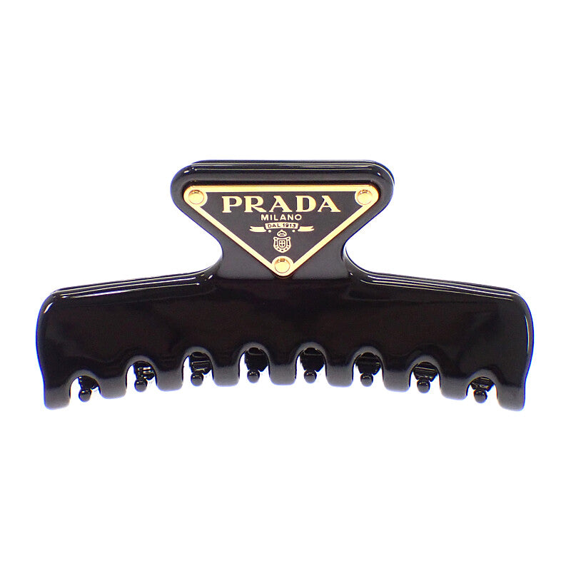 プラダ PRADA クロウクリップ 1IF103_K9D_F0002 ヘアアクセサリー メタル ブラック ゴールド金具 レディース【中古】【ABランク】
