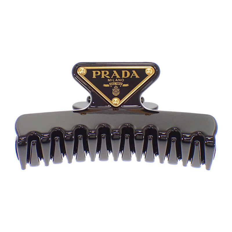 プラダ PRADA クロウクリップ 1IF103_K9D_F0002 ヘアアクセサリー メタル ブラック ゴールド金具 レディース【中古】【ABランク】