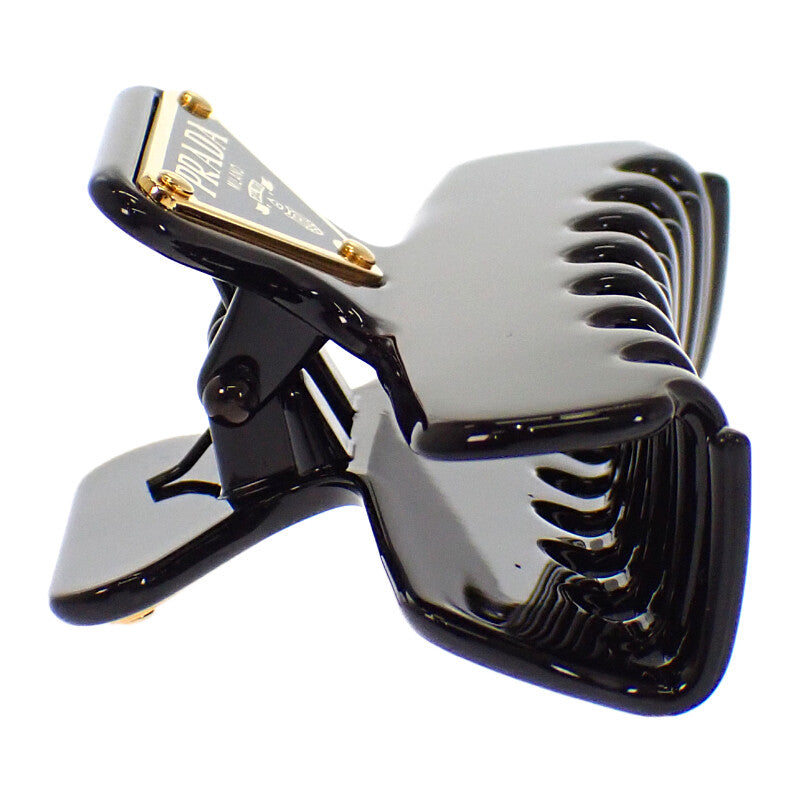 プラダ PRADA クロウクリップ 1IF103_K9D_F0002 ヘアアクセサリー メタル ブラック ゴールド金具 レディース【中古】【ABランク】