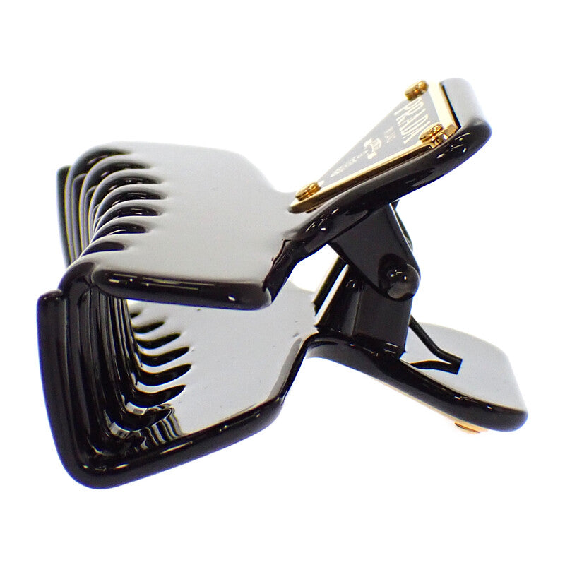 プラダ PRADA クロウクリップ 1IF103_K9D_F0002 ヘアアクセサリー メタル ブラック ゴールド金具 レディース【中古】【ABランク】