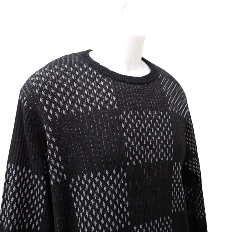 ルイヴィトン LOUIS VUITTON ダミエクルーネック XL ニット コットン ナイロン ブラック メンズ【中古】【ABランク】