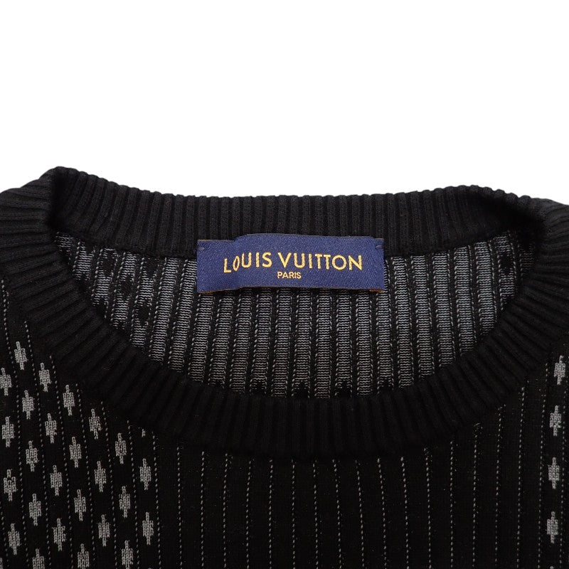 【商談中/対象者以外注文不可】ルイヴィトン LOUIS VUITTON ダミエクルーネック XL ニット コットン ナイロン ブラック メンズ【中古】【ABランク】