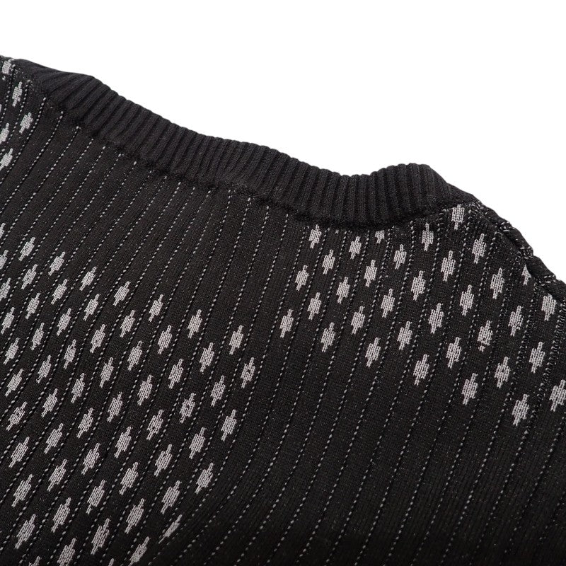 路易威登 LOUIS VUITTON Damier 圓領 XL 針織衫 棉 尼龍 黑色 男款【中古】【AB級】