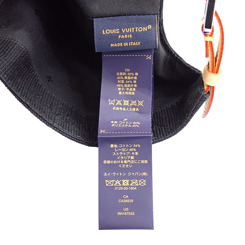 ルイヴィトン LOUIS VUITTON モノグラムエッセンシャル M5381M キャップ コットン ブラック メンズ【中古】【Aランク】