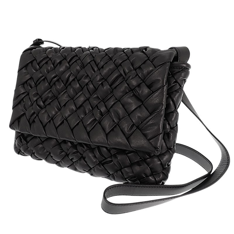 Bottega Veneta BOTTEGA VENETA Lampo Messenger 815805 肩背包 小牛皮 黑色 銀色金屬 女士 男士【中古】【A級】