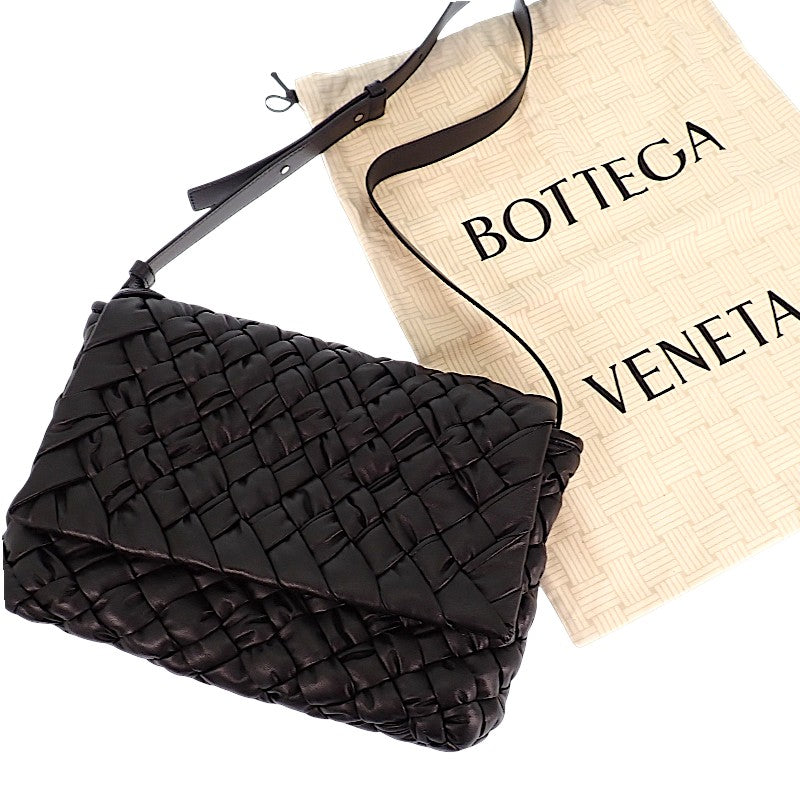 Bottega Veneta BOTTEGA VENETA Lampo Messenger 815805 肩背包 小牛皮 黑色 銀色金屬 女士 男士【中古】【A級】