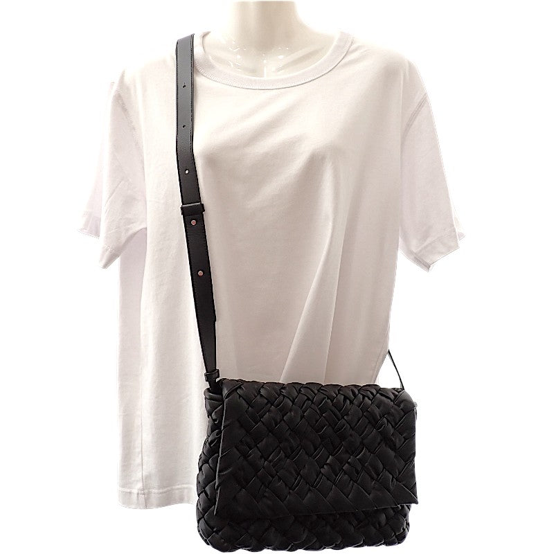 Bottega Veneta BOTTEGA VENETA Lampo Messenger 815805 肩背包 小牛皮 黑色 銀色金屬 女士 男士【中古】【A級】