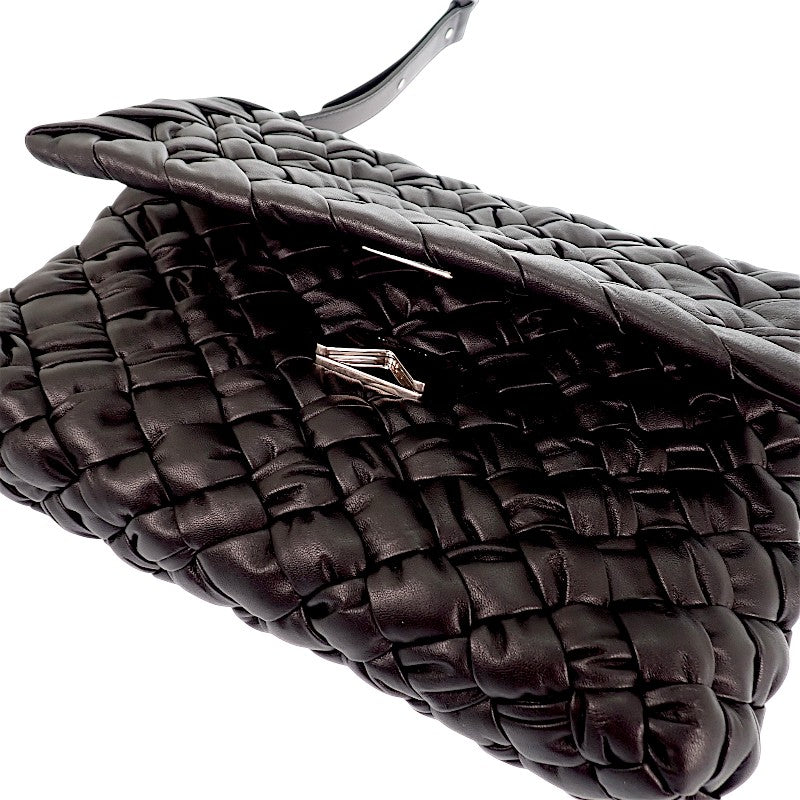 ボッテガヴェネタ BOTTEGA VENETA ランプル メッセンジャー 815805 ショルダーバッグ カーフ ブラック シルバー金具 メンズ レディース【中古】【Aランク】