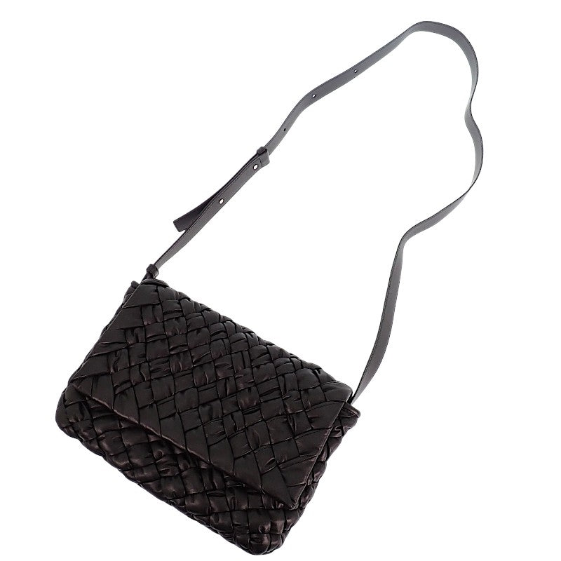 ボッテガヴェネタ BOTTEGA VENETA ランプル メッセンジャー 815805 ショルダーバッグ カーフ ブラック シルバー金具 メンズ レディース【中古】【Aランク】