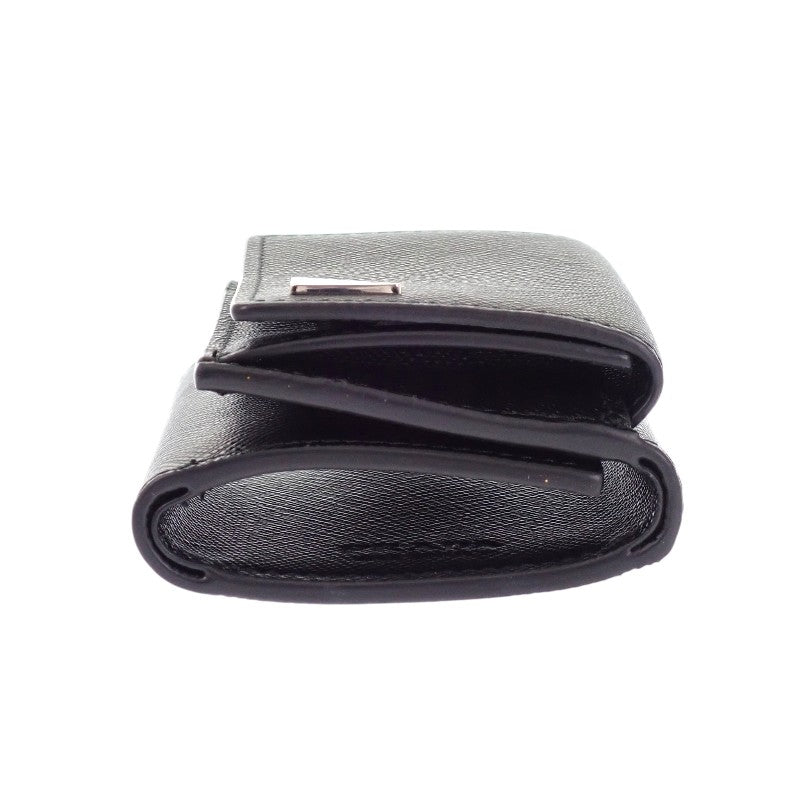 プラダ PRADA トライアングル 2MH021_QHH_F0002 三つ折り財布 サフィアーノ ブラック シルバー金具 メンズ レディース【中古】【Aランク】