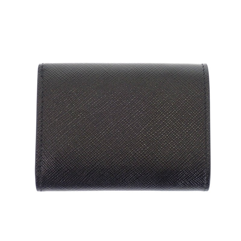 プラダ PRADA トライアングル 2MH021_QHH_F0002 三つ折り財布 サフィアーノ ブラック シルバー金具 メンズ レディース【中古】【Aランク】