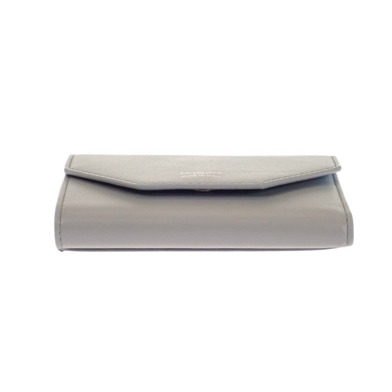 バレンシアガ BALENCIAGA エンベロープ ミニウォレット 7861732AABX1164 三つ折り財布 カーフ グレー ブルー シルバー金具 レディース【中古】【Aランク】