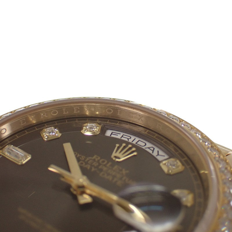 ロレックス ROLEX デイデイト 36 128348RBR 腕時計 K18イエローゴールド ダイヤモンド ゴールド 自動巻き ダークグレー文字盤 メンズ【中古】【Aランク】