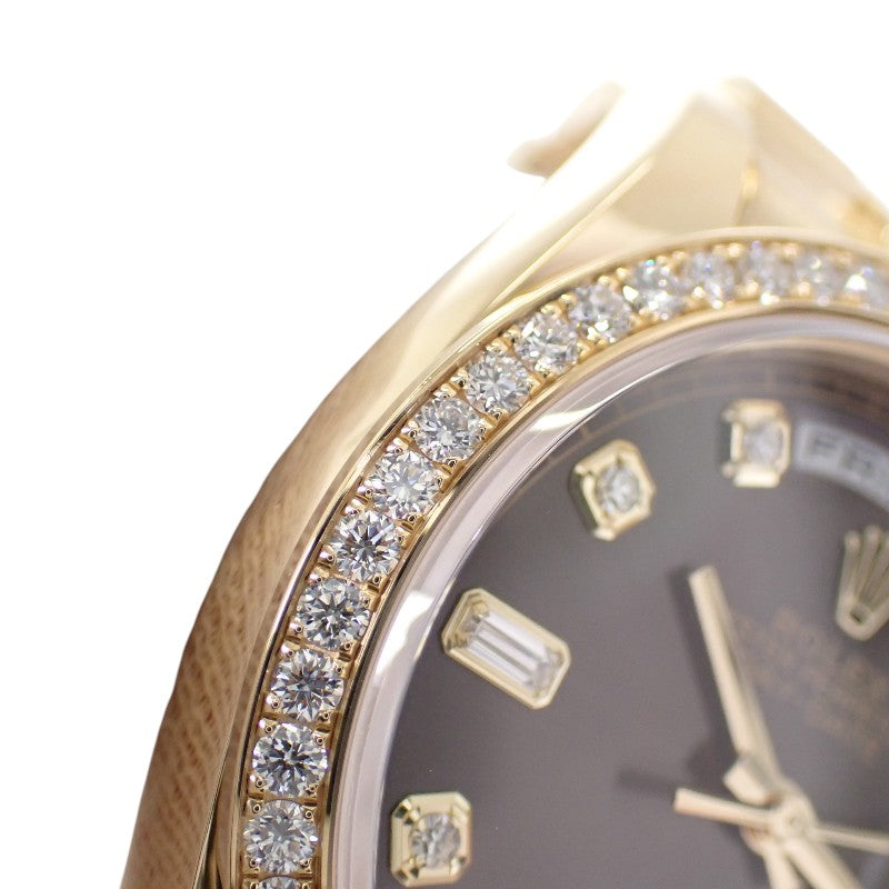 ロレックス ROLEX デイデイト 36 128348RBR 腕時計 K18イエローゴールド ダイヤモンド ゴールド 自動巻き ダークグレー文字盤 メンズ【中古】【Aランク】