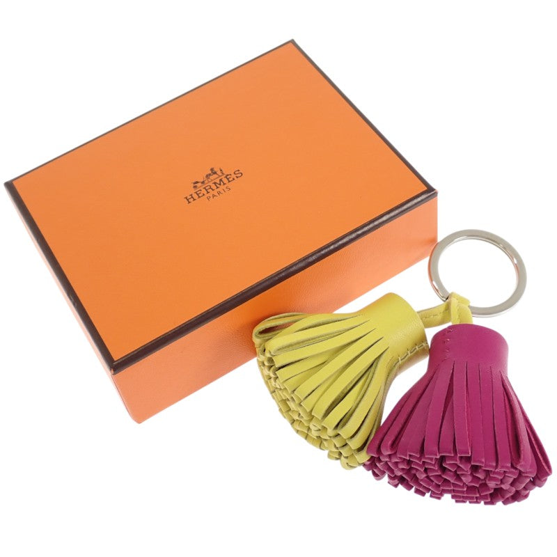 エルメス HERMES カルメン ウノドス チャーム キーリング アニョーミロ ローズパープル ライム シルバー金具 レディース【中古】【Aランク】