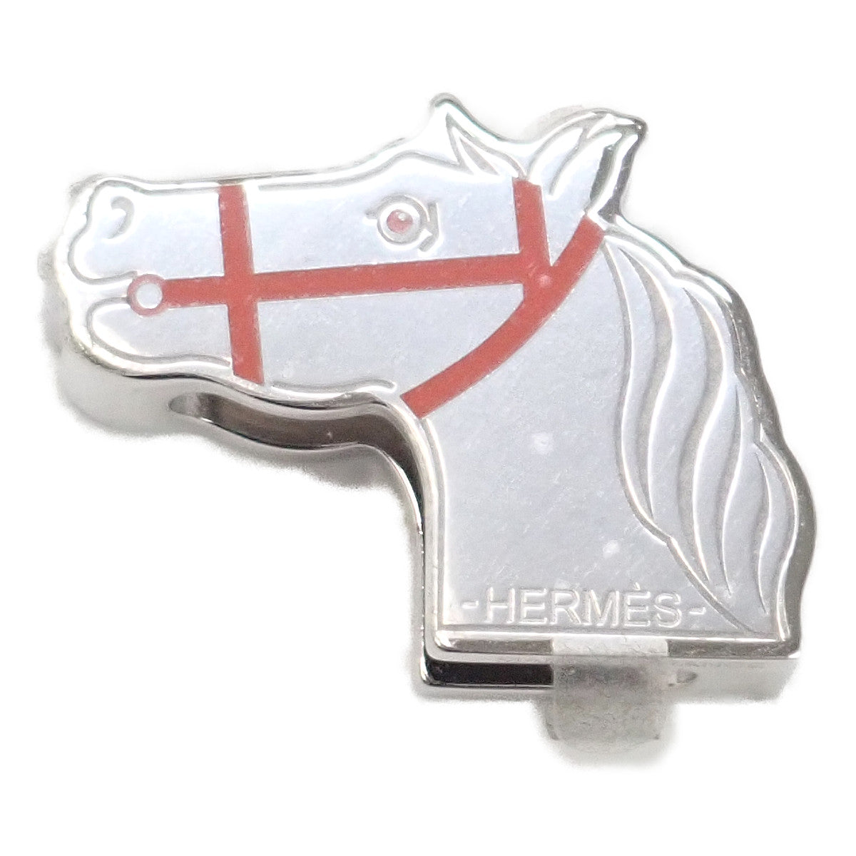 エルメス HERMES カドリージュ ツイリーリング スカーフクリップ 留め スカーフリング メタル シルバー オレンジ レディース メンズ【中古】【Aランク】