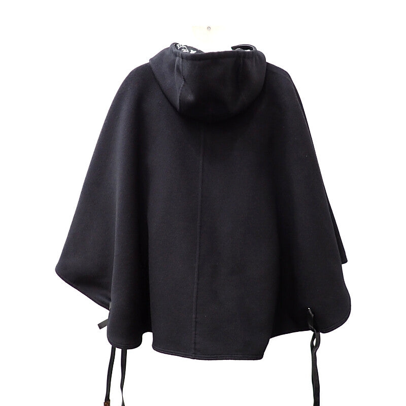 ルイヴィトン LOUIS VUITTON フーテッド ケープ モノグラム 20SS 38 1A5TSD ポンチョ ウール ブラック レディース メンズ【中古】【Aランク】