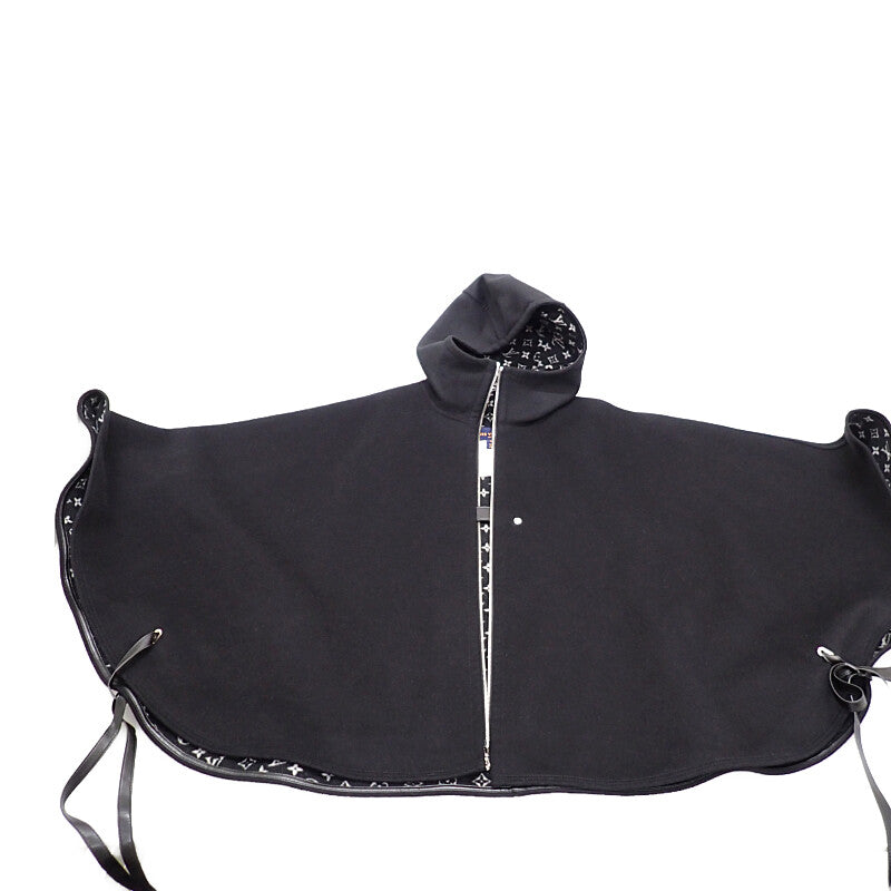 路易威登 LOUIS VUITTON 連帽斗篷 Monogram 20SS 38 1A5TSD 披肩 羊毛 黑色 女款 男款【中古】【A級】