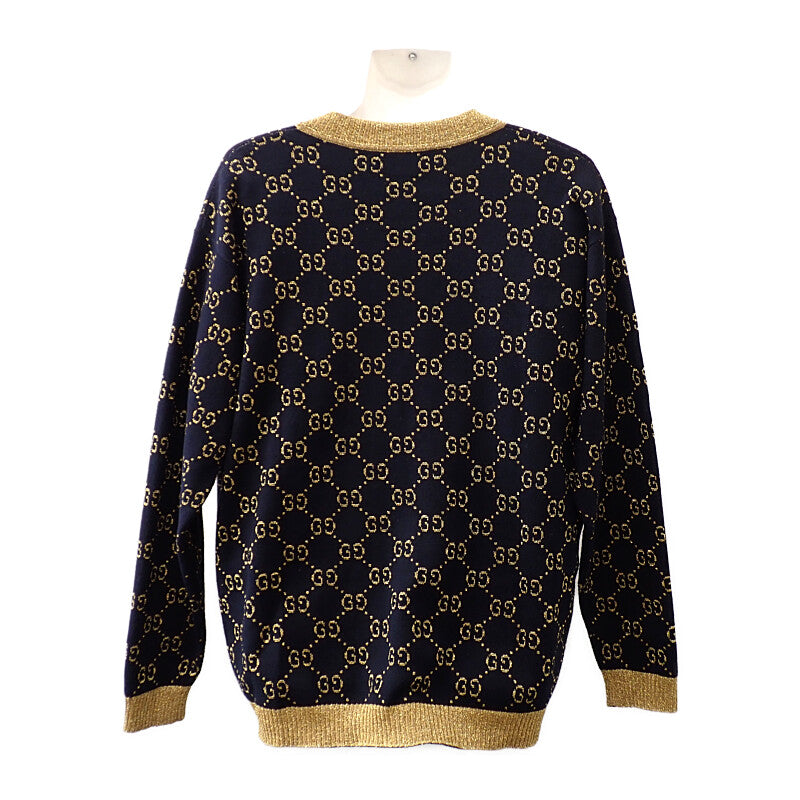 グッチ GUCCI GG コットンラメ ファブリック M 529193_X9W83_4921 カーディガン コットン ネイビー ゴールド メンズ レディース【中古】【Aランク】
