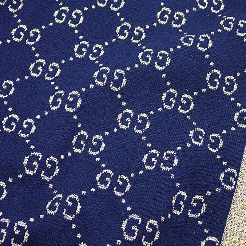 グッチ GUCCI GG コットンラメ ファブリック M 529193_X9W83_4921 カーディガン コットン ネイビー ゴールド メンズ レディース【中古】【Aランク】