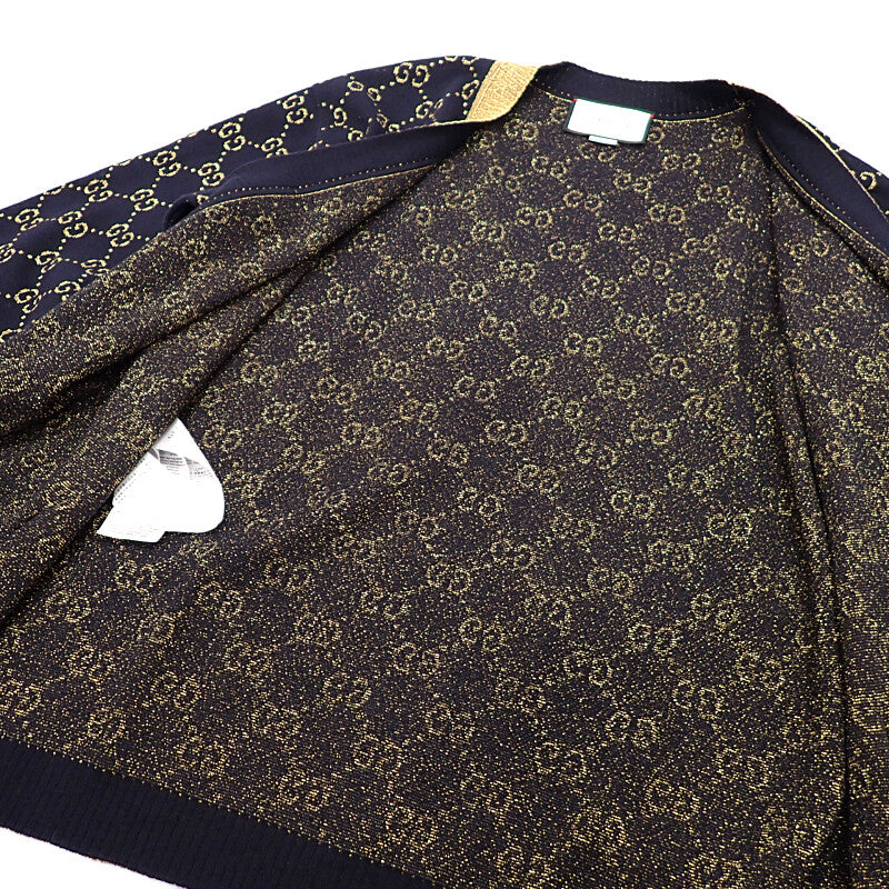 グッチ GUCCI GG コットンラメ ファブリック M 529193_X9W83_4921 カーディガン コットン ネイビー ゴールド メンズ レディース【中古】【Aランク】
