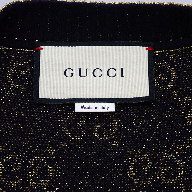 グッチ GUCCI GG コットンラメ ファブリック M 529193_X9W83_4921 カーディガン コットン ネイビー ゴールド メンズ レディース【中古】【Aランク】