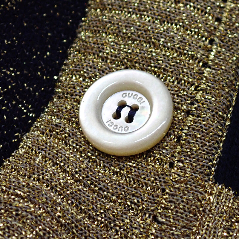 グッチ GUCCI GG コットンラメ ファブリック M 529193_X9W83_4921 カーディガン コットン ネイビー ゴールド メンズ レディース【中古】【Aランク】