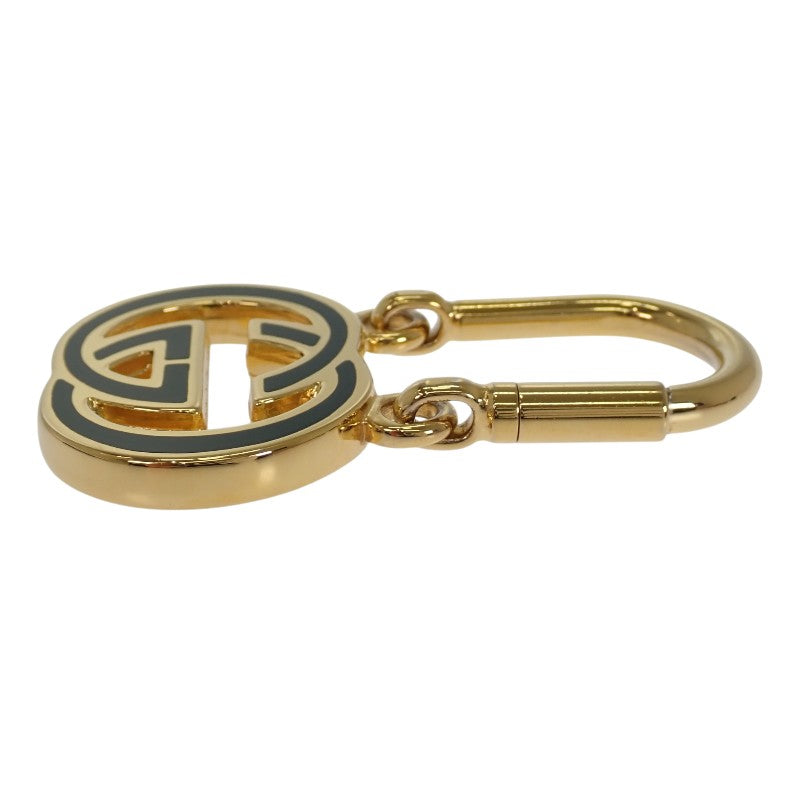 グッチ GUCCI GGキーリング オールドグッチ キーホルダー メタル ゴールド グリーン ユニセックス【中古】【ABランク】